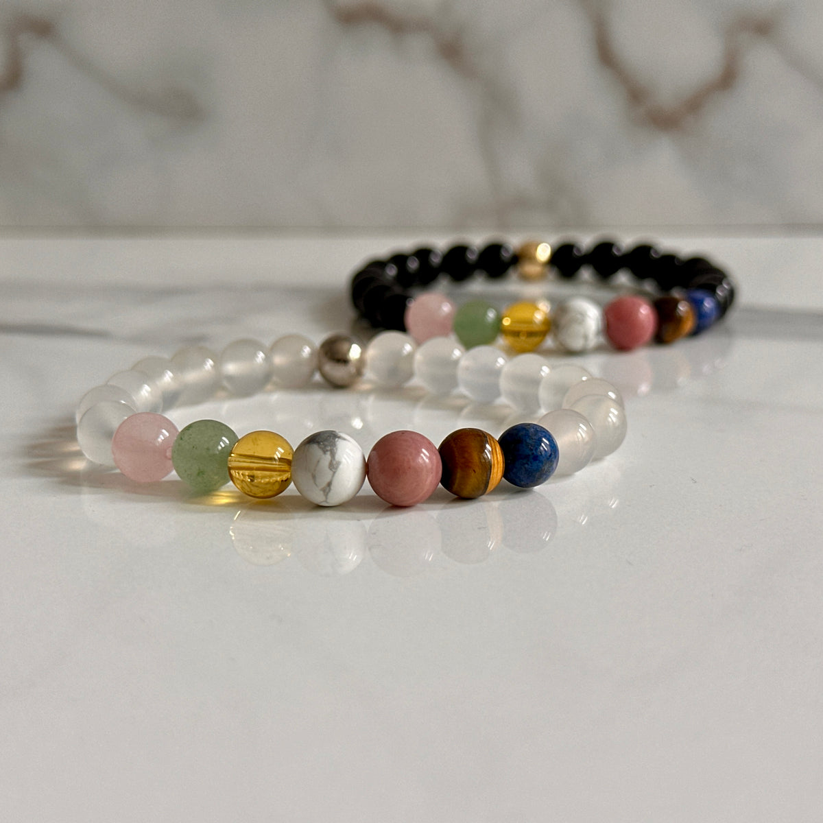 Libra zodiac bracelet with natural crystal beads