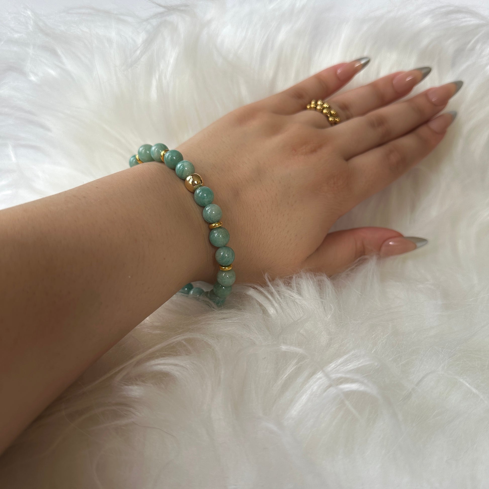 Radiant Natural Amazonite Bracelet with turquoise gemstones, symbolizing truth, harmony, and emotional balance.