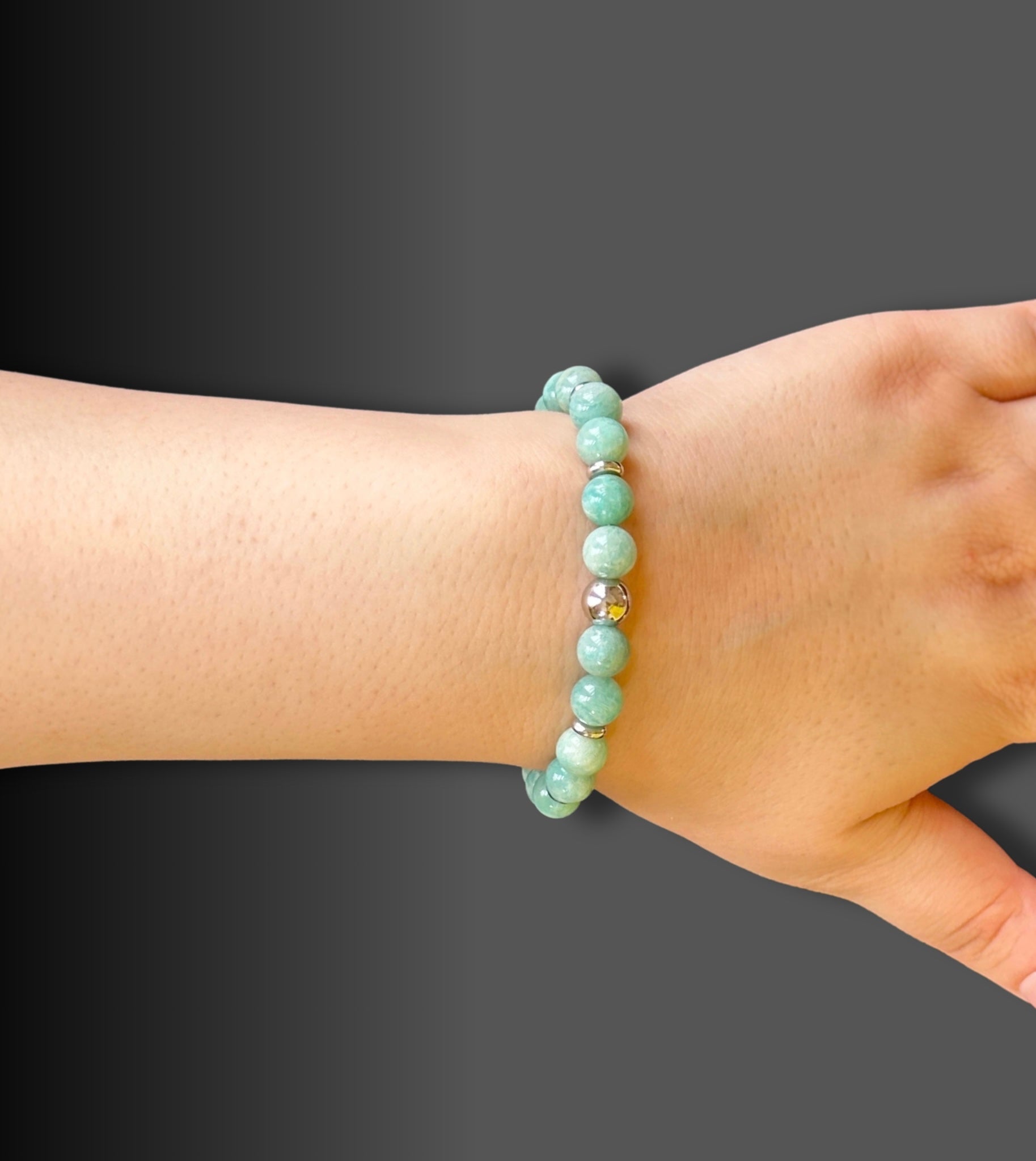 Radiant Natural Amazonite Bracelet with turquoise gemstones, symbolizing truth, harmony, and emotional balance.