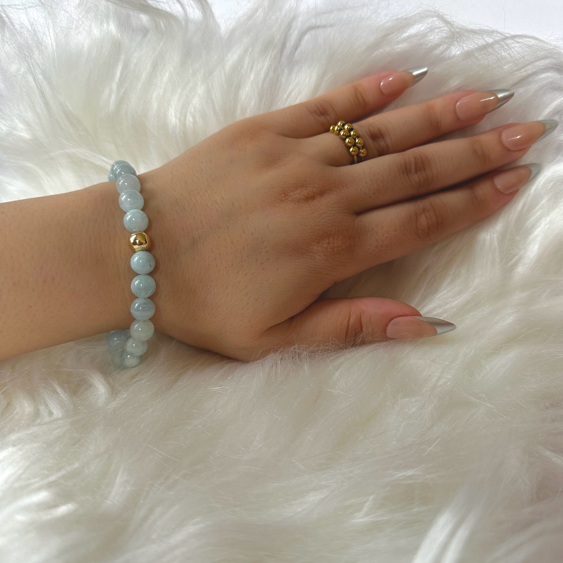 Exquisite Natural Aquamarine Bracelet with a soothing blue hue, symbolizing clarity, courage, and serenity.