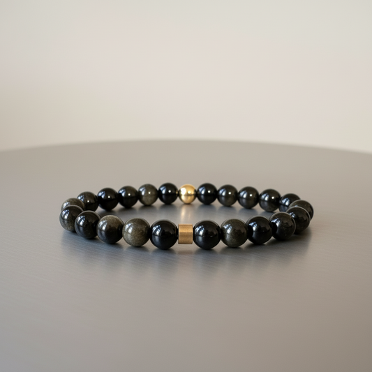 Natural Gold Obsidian Gemstone Bracelet for Him