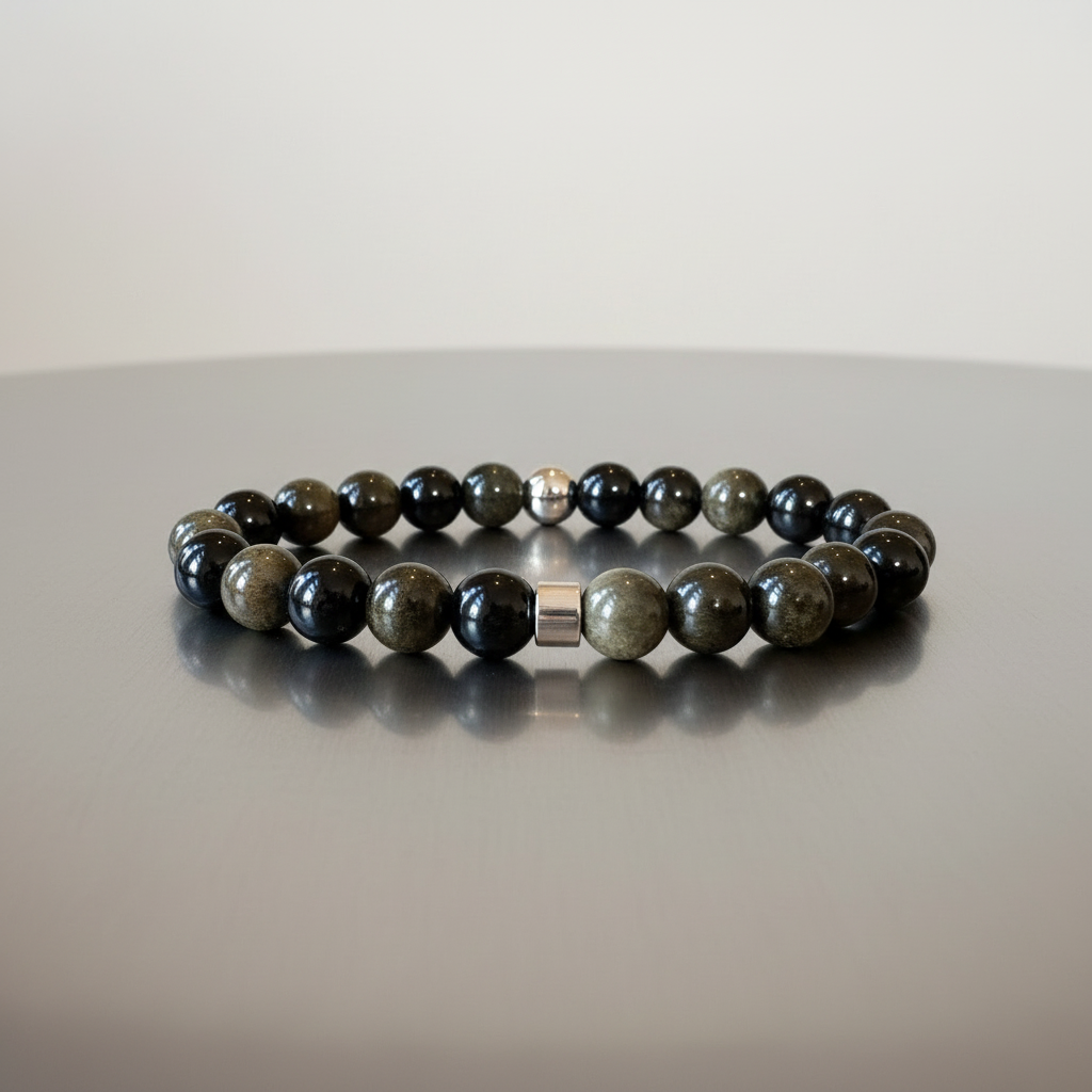 Natural Gold Obsidian Gemstone Bracelet for Him