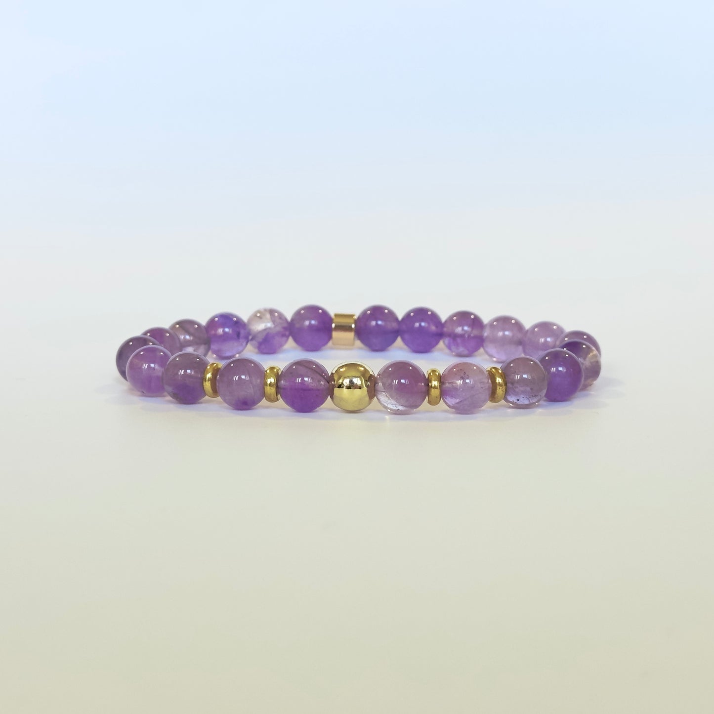 Natural Lavender Amethyst bracelet with genuine crystal beads