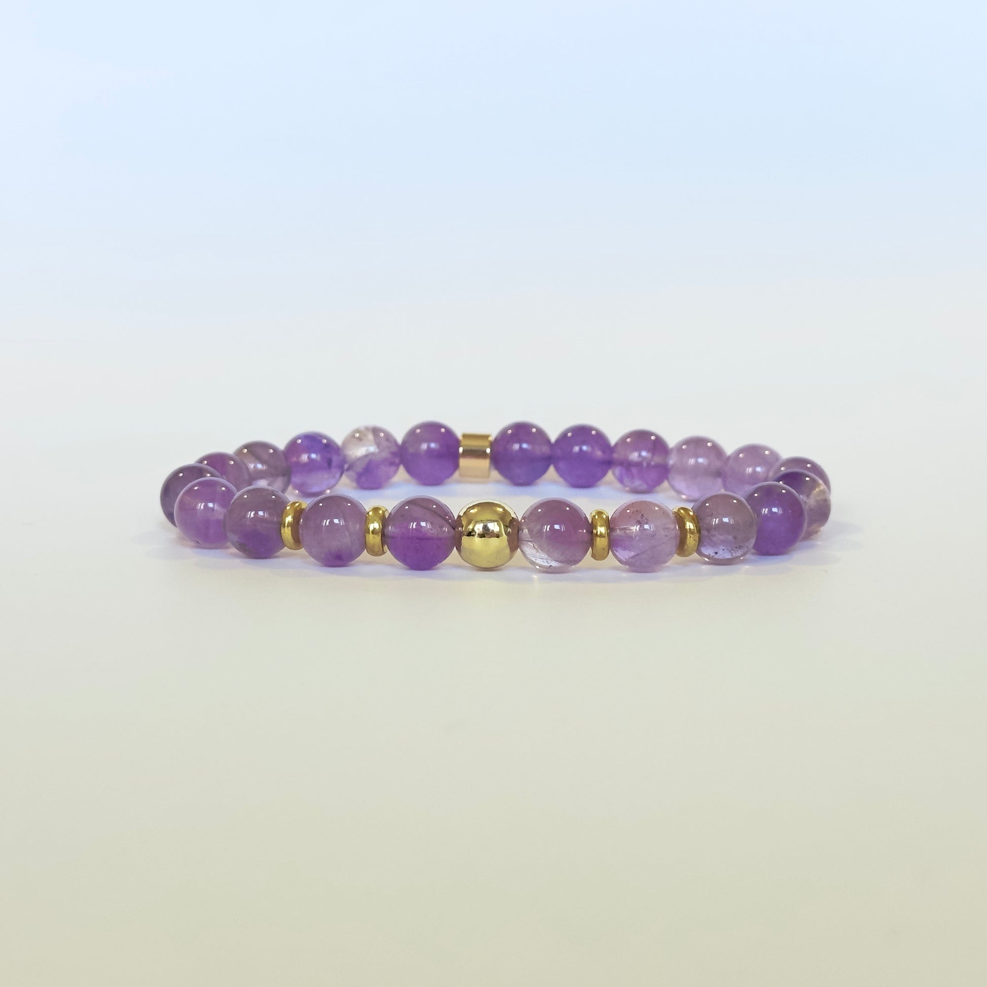 Natural Lavender Amethyst bracelet with genuine crystal beads