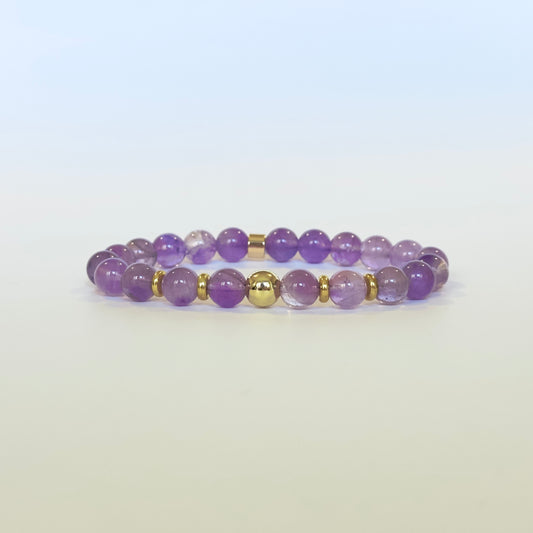Natural Lavender Amethyst bracelet with genuine crystal beads
