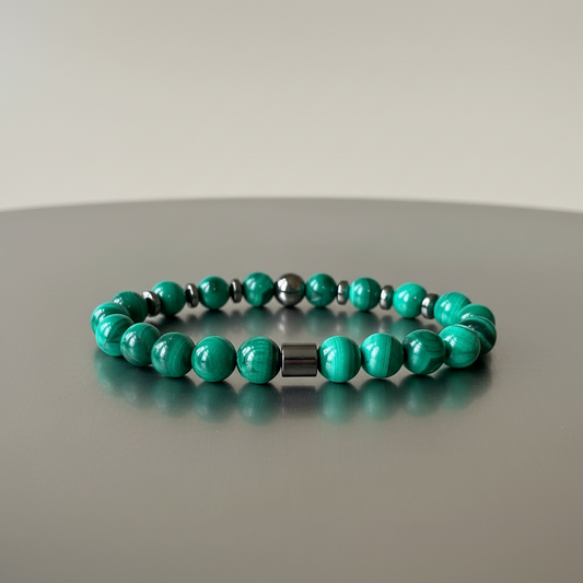 Natural Malachite Gemstone Bracelet for Him