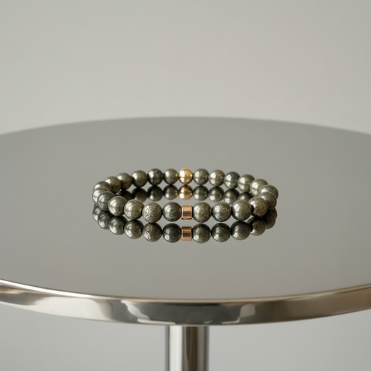 Natural Pyrite Gemstone Bracelet for Him