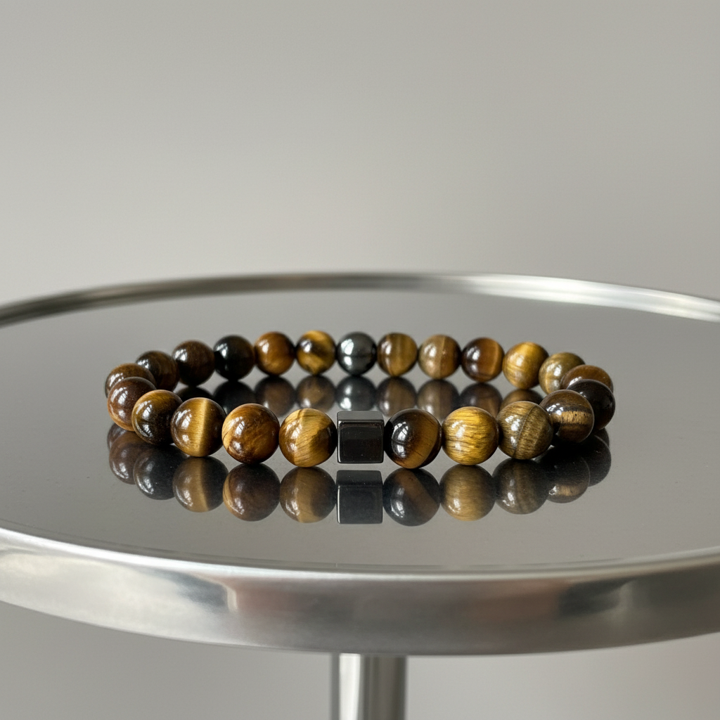 Natural Tiger Eye Gemstone Bracelet for Him