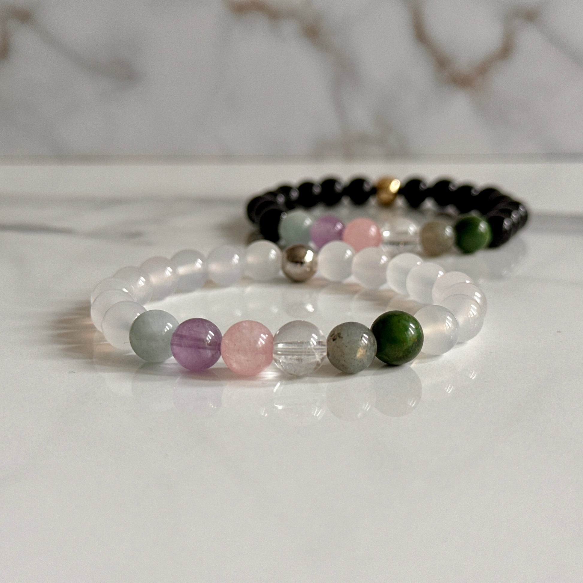 Pisces zodiac bracelet made with natural crystal beads