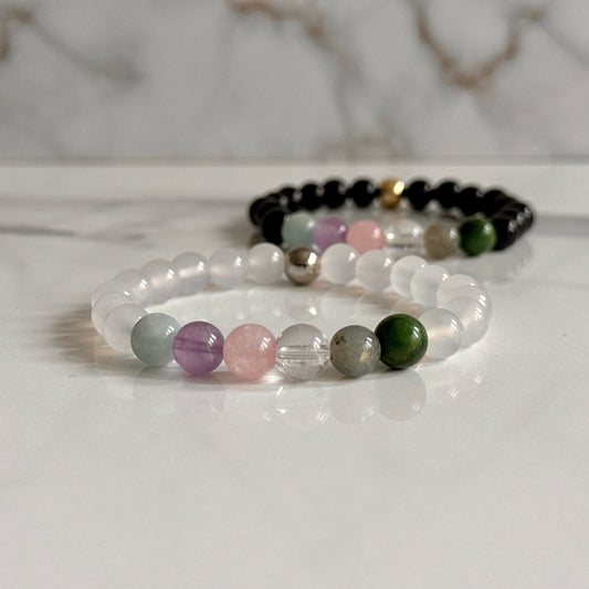 Pisces zodiac bracelet made with natural crystal beads