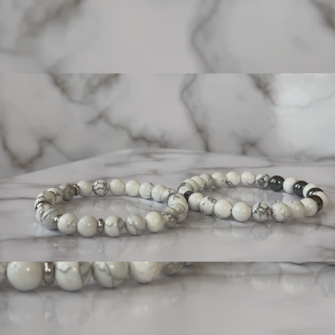 legant Natural Howlite Bracelets for couples, perfect for promoting peace, clarity, and unity in relationships.