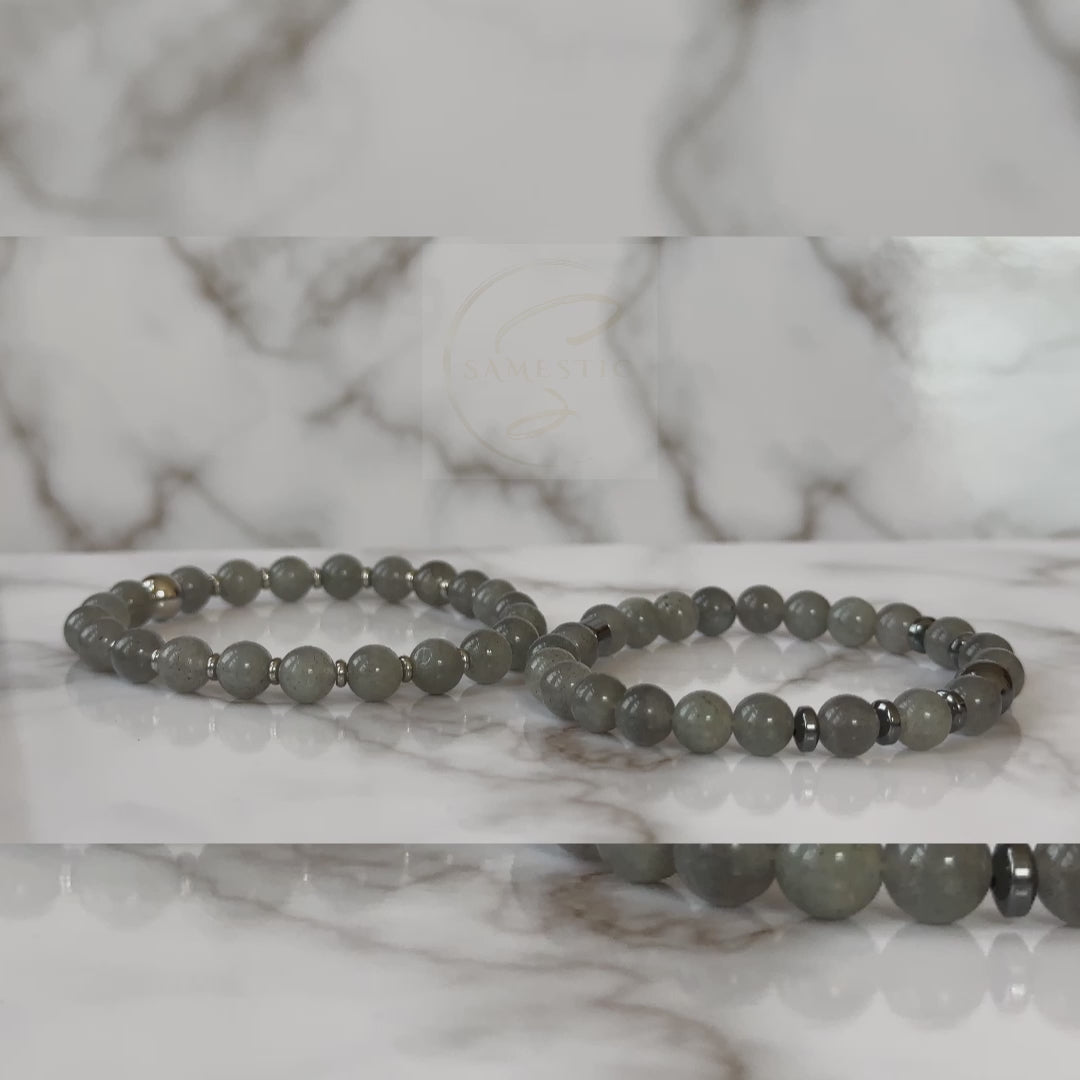 Stylish Natural Labradorite Bracelets for couples, perfect for celebrating love, spiritual connection, and unity.