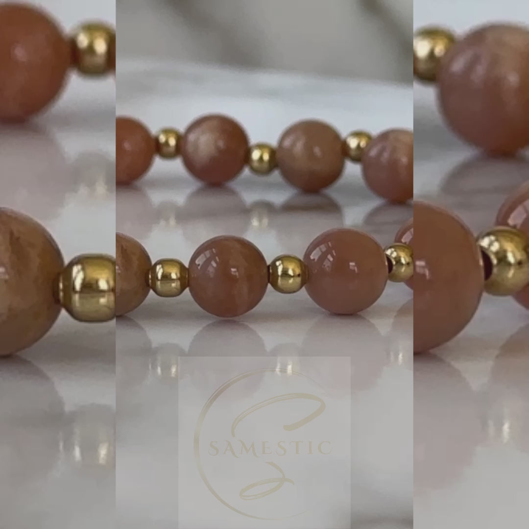 Luxury Natural Sunstone Bracelet, with shimmering tones, promoting positivity, confidence, and emotional uplifting.