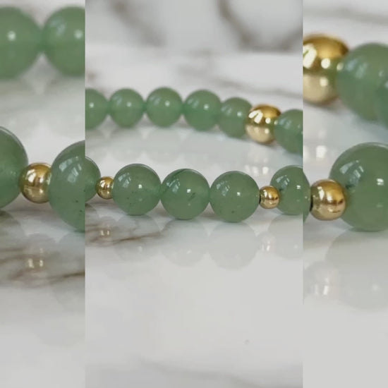 Glamorous Natural Green Aventurine Bracelet with soothing green gemstones, representing opportunity, renewal, and emotional healing