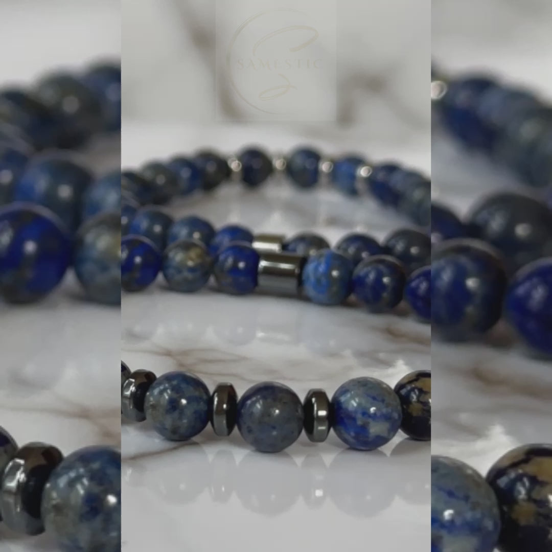Natural Lapis Lazuli Bracelets for Couples in luxury packaging, a perfect gift for a loved one