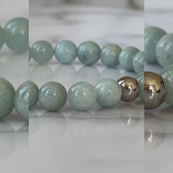 Exquisite Natural Aquamarine Bracelet with a soothing blue hue, symbolizing clarity, courage, and serenity.