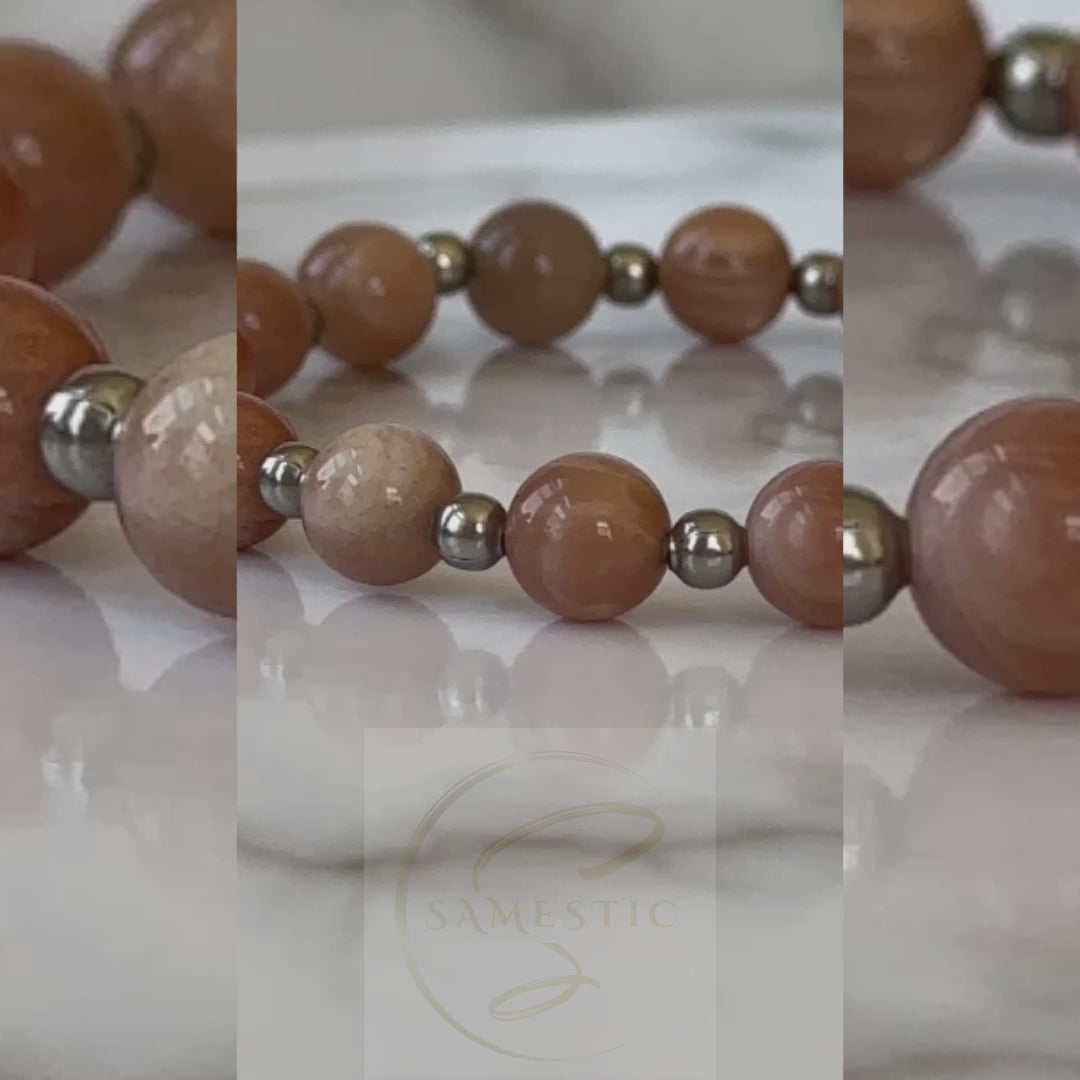 Luxury Natural Sunstone Bracelet, with shimmering tones, promoting positivity, confidence, and emotional uplifting.