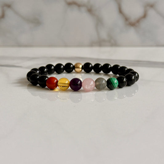 Close up of Scorpio birthstone bracelet