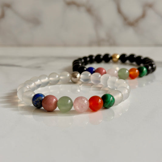 Taurus zodiac bracelet with natural crystal beads