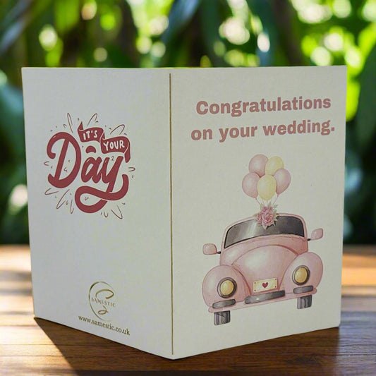 Wedding Congratulations Card Model A with elegant design, ideal for celebrating love and union on a special wedding day.